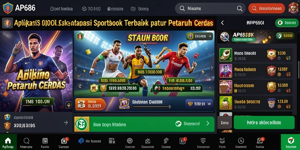 Tampilan utama aplikasi AP686 dengan opsi taruhan menarik.
