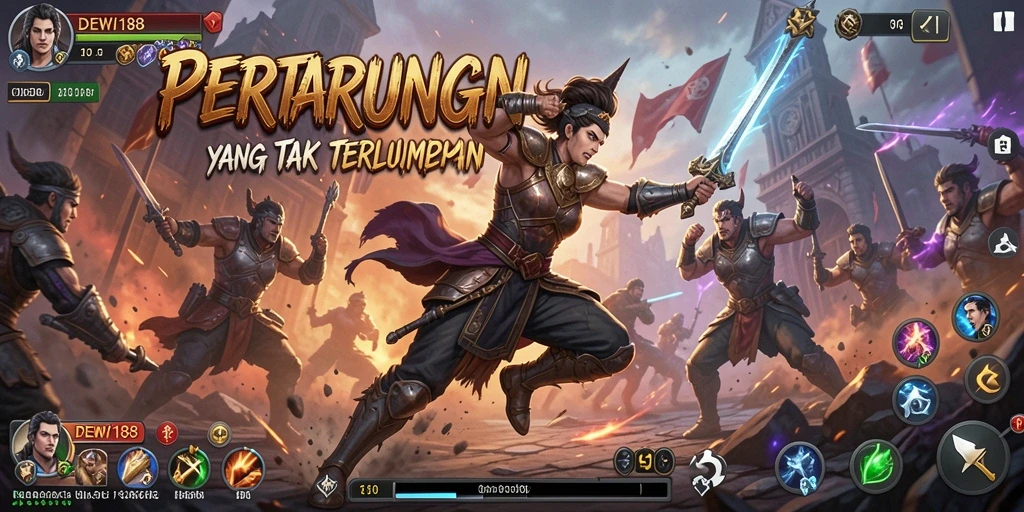Screenshot DEWI188 menunjukkan aksi pertarungan yang mendebarkan.