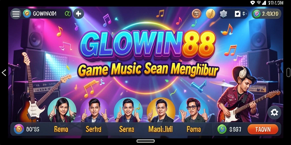 Tampilan gameplay seru di GLOWIN88 dengan musik yang mengalun.