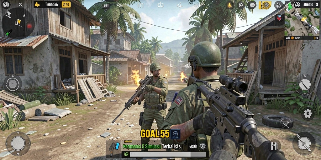 Tampilan gameplay GOAL55 yang mendebarkan dalam simulasi.