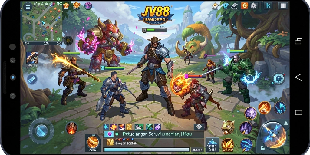 Tampilan gameplay JV88 yang mendebarkan dan penuh aksi dalam MMORPG.