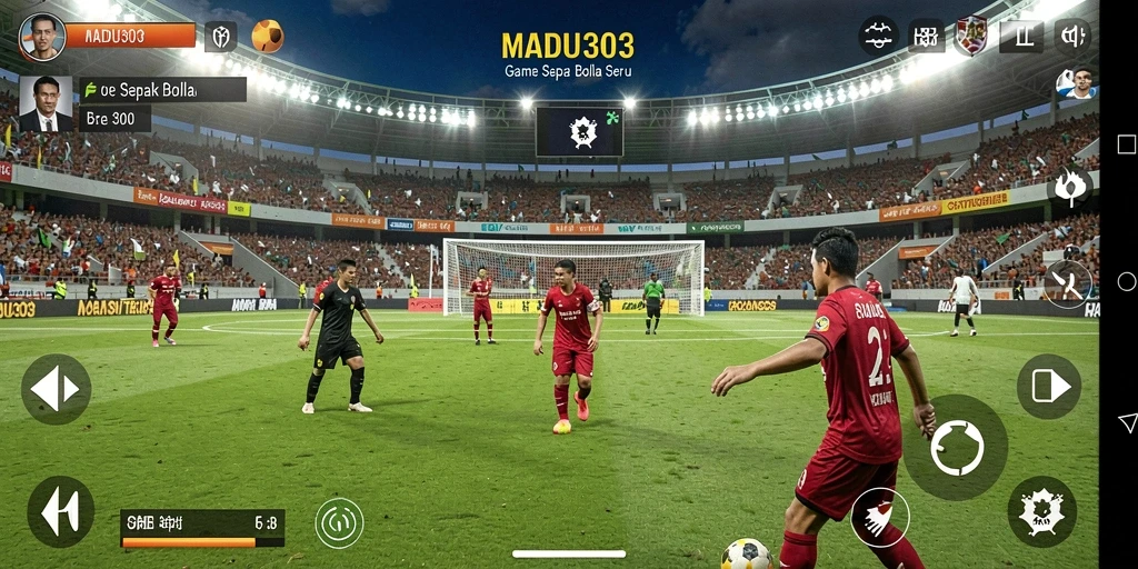 Tampilan gameplay MADU303 yang seru dan menegangkan di lapangan sepak bola.