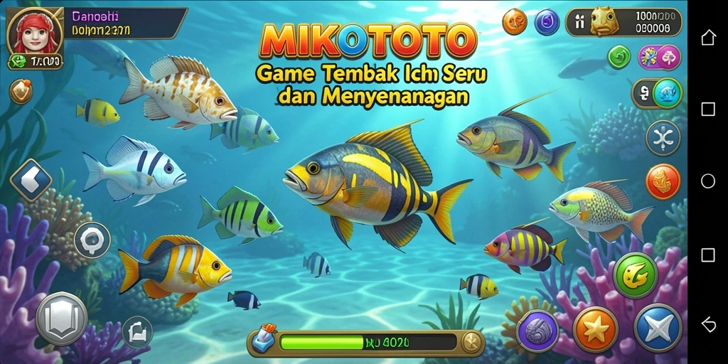 Screenshot gameplay MIKOTOTO menampilkan aksi menembak ikan yang seru.
