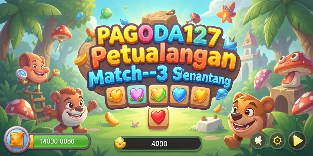 Tangkapan layar gameplay seru di PAGODA127 yang menampilkan aksi Match-3.