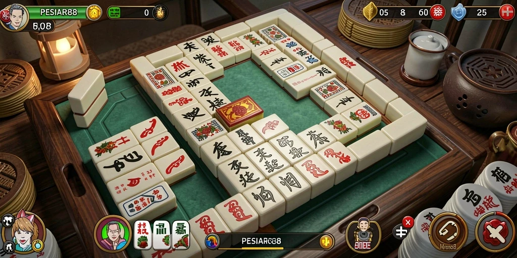 Screenshot gameplay PESIAR88 menampilkan aksi seru Mahjong.