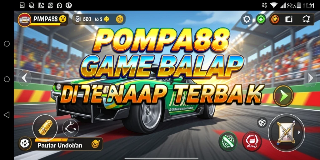 Screenshot POMPA88 yang menunjukkan aksi balapan mendebarkan.