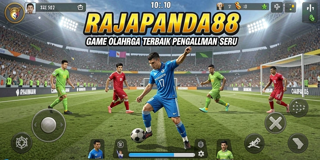 Tangkapan layar utama RAJAPANDA88 menampilkan aksi permainan olahraga yang mendebarkan.