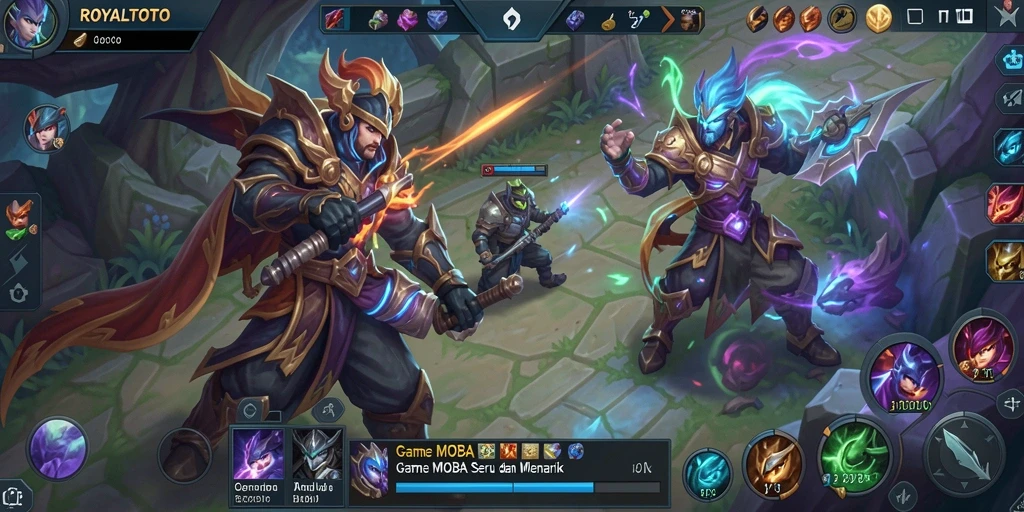 Tampilan seru gameplay dalam ROYALTOTO dengan pertarungan tim yang intens.