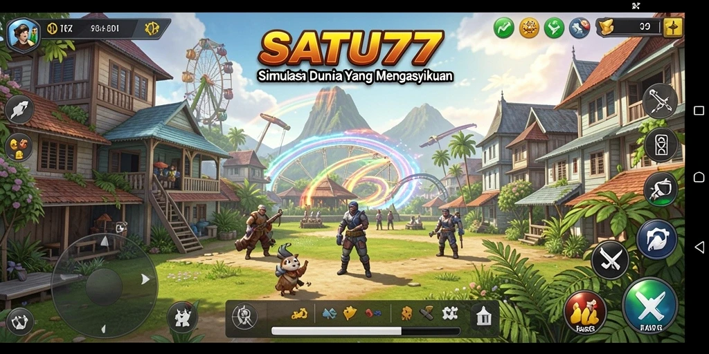 Screenshot gameplay SATU77 menampilkan interaksi karakter dalam dunia virtual.