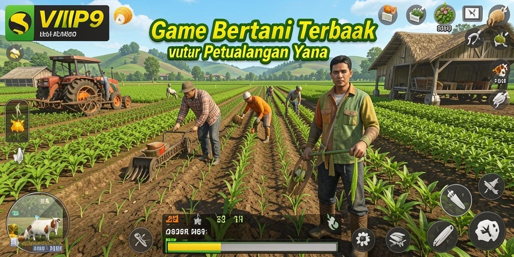 Tampilan gameplay menarik di SVIP9 dengan ladang hijau subur.